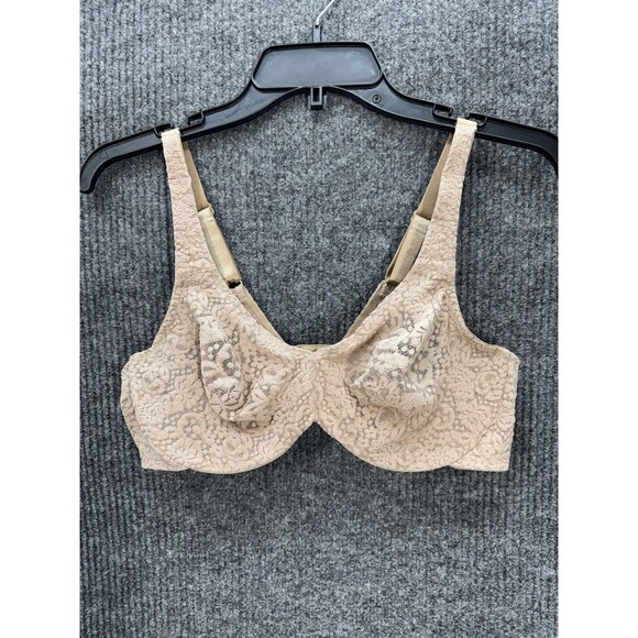 Wacoal Halo Lace Full Figure Underwire Bra 40C Tan Nude Lace Unlined 65547 - Picture 1 of 8